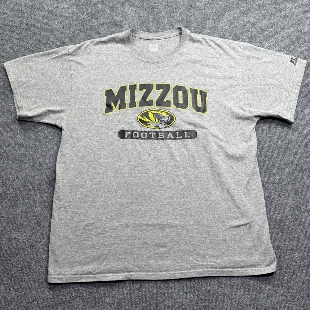Mizzou Russell Athletic T Shirt Mens XL Gray Missouri Football NCAA Collegiate